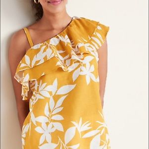 Old navy one shoulder ruffle Hawaiian tank
